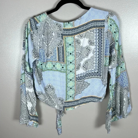 Altar’d State Paisley Bell Sleeve Front Tie Blouse - Picture 8 of 8